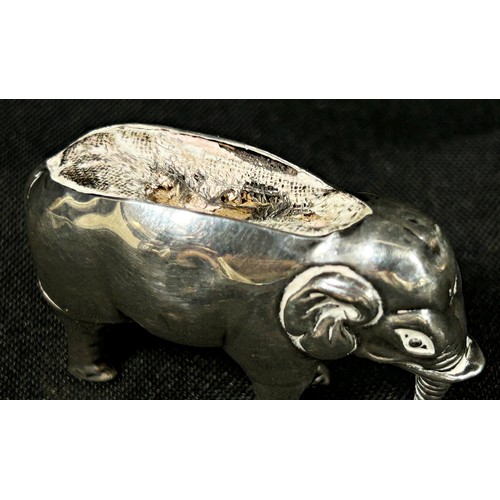 225 - A silver elephant pin cushion, Birmingham 1905, maker Adie & Lovekin Ltd. 4cm wide.