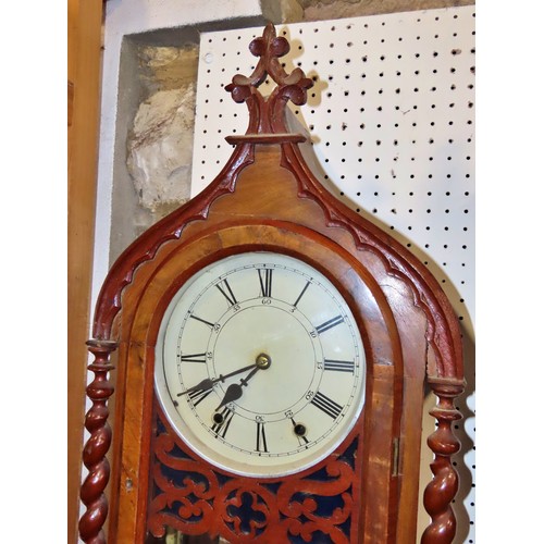 339 - A 19th century lancet arched wall clock with 8” dial together with a small Vienna wall clock (2).