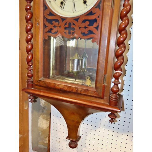 339 - A 19th century lancet arched wall clock with 8” dial together with a small Vienna wall clock (2).