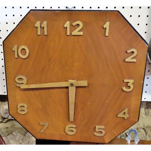 338 - A large wall clock in the Art Deco style, veneered in burr walnut with further walnut banding, of st... 