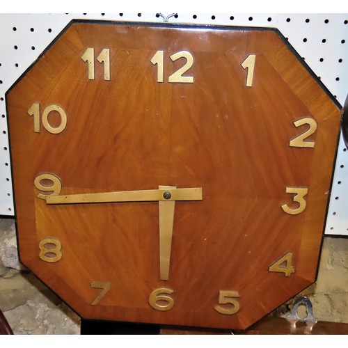 338 - A large wall clock in the Art Deco style, veneered in burr walnut with further walnut banding, of st... 