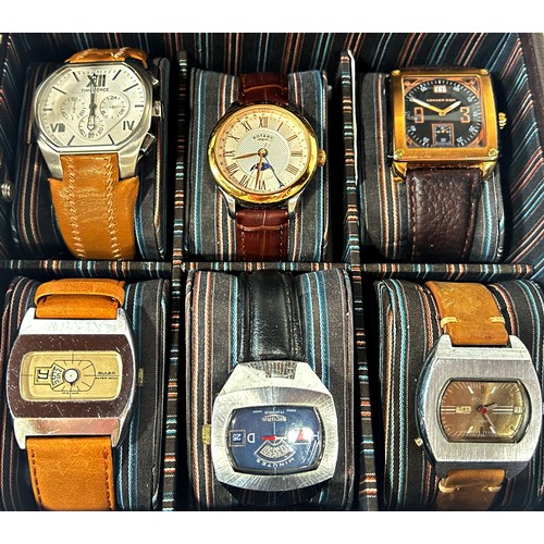 331 - Six gentleman’s wristwatches, various vintage and later to include a 1970’s USSR Poljot ‘TV’ example... 