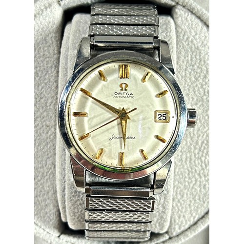 329 - Omega: A gentleman’s Seamaster Automatic wristwatch, with baton numerals and date aperture, 33mm cas... 