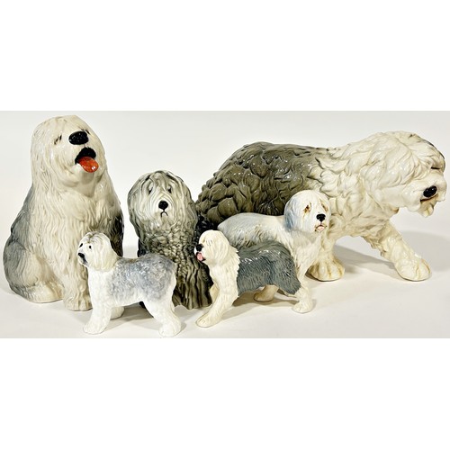 51 - Collection of seven small old English sheep dogs to include examples by Beswick, Coalport, etc (7)