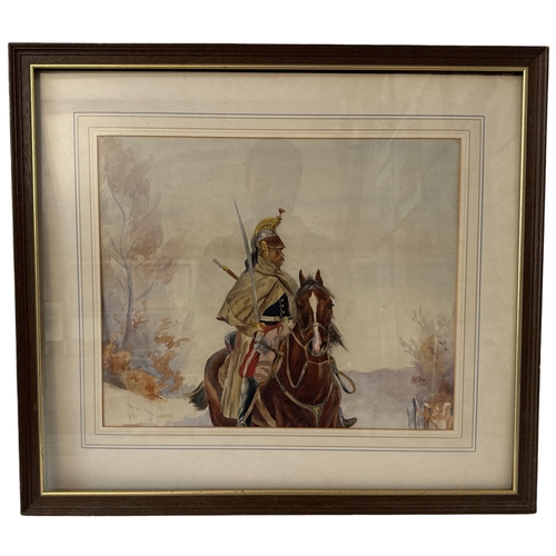 1766 - A watercolour of a Calvary officer, unsigned, 36 x 44 cm, framed