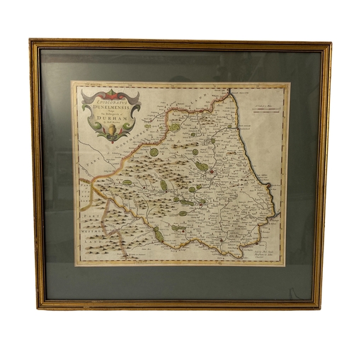 1777 - Robert Morden (c.1650-1703) - 'The Bishoprick of Durham', hand-coloured engraved map, 36 x 43 cm, mo... 