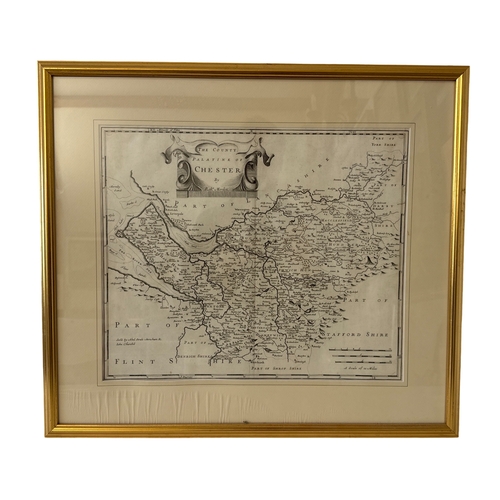 1780 - Robert Morden (c.1650-1703) - 'The County Palatine of Chester', engraved map, 35 x 42 cm, mounted, g... 