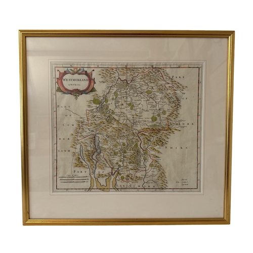 1784 - Robert Morden (c.1650-1703) - 'Westmorland', engraved map, 37 x 42 cm, mounted, glazed and framed