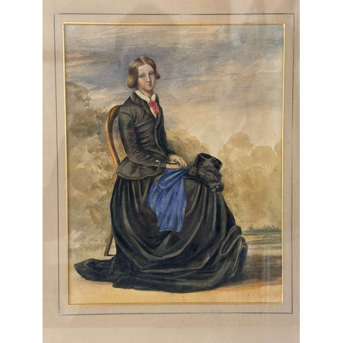 1789 - Two watercolours to include: 'The Wanderer', indistinctly signed and titled in pencil below, with a ... 