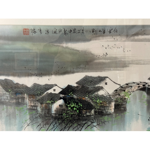 1791 - Cao Renrong (Chinese, b.1943) - Suzhou town scene, ink and w/c on paper, with artist's bio attached,... 