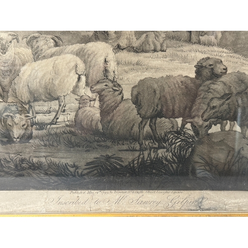 1796 - I. Grozer after V. H. Wilmot - Mezzotint of sheep in a dramatic landscape 'Inscribed to Mr. Sawrey G... 