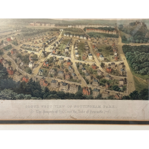 1797 - A lithograph of the (prospective) South West View of Nottingham Park, to the property of his grace t... 