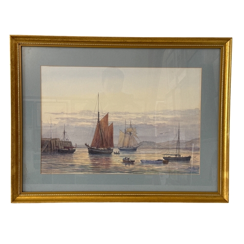 1806 - Vincent Neave (20th Century) - Sailboats at the Harbour, signed below, watercolour, 38 x 56 cm, fram... 