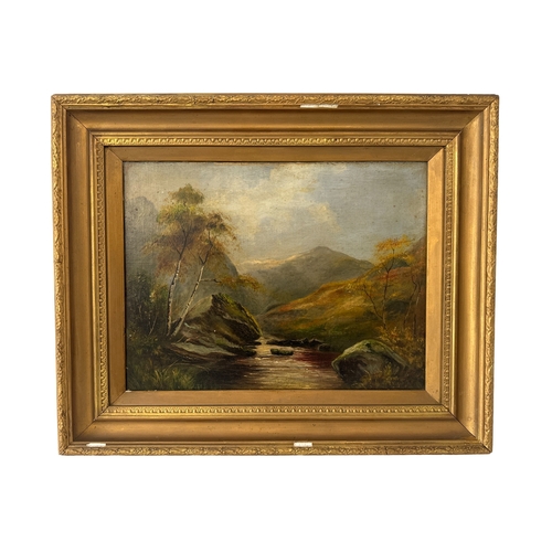 1810 - British School, 19th Century - View down the river in mountainous landscape, oil on canvas, 33 x 44 ... 