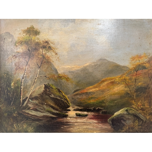 1810 - British School, 19th Century - View down the river in mountainous landscape, oil on canvas, 33 x 44 ... 