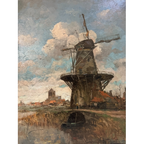 1822 - Christiaan Pieter Snijders (1881-1943) - Windmill in a landscape (1906), oil on canvas, signed and d... 