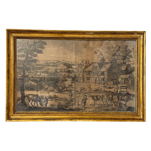 1823 - A 19th century farm yard scene, populated with animals and figures, engraving, frame dimensions: 66 ... 