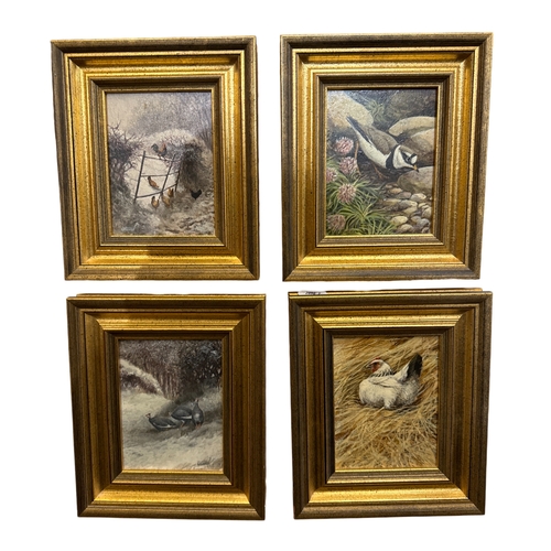 1826 - Ken Turner (b.1926) - Four small paintings of birds in rural scenes, all signed below, oil on board,... 