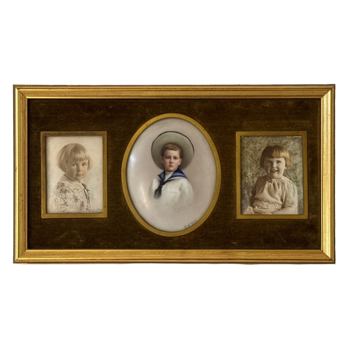 1831 - An Edwardian finely painted miniature portrait on porcelain of a young boy, signed E. H. Till below ... 