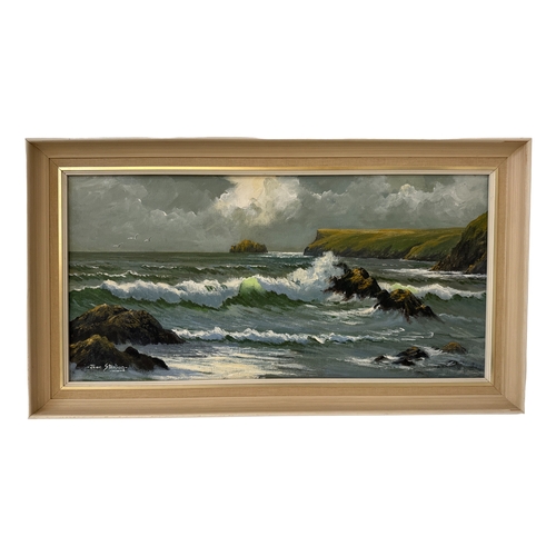 1836 - Joan Sterling - 'Pentire Head, Polzeath', acrylic on canvas, signed below with East Cornwall Society... 