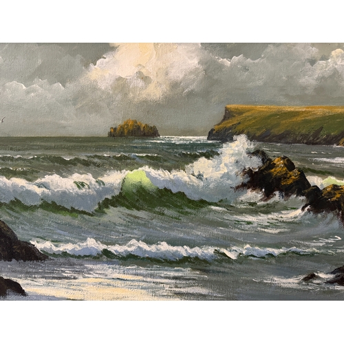 1836 - Joan Sterling - 'Pentire Head, Polzeath', acrylic on canvas, signed below with East Cornwall Society... 