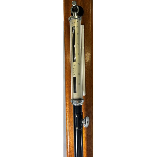 335 - A Fortin F1145 barometer, on teak wall mount, 100cm high.