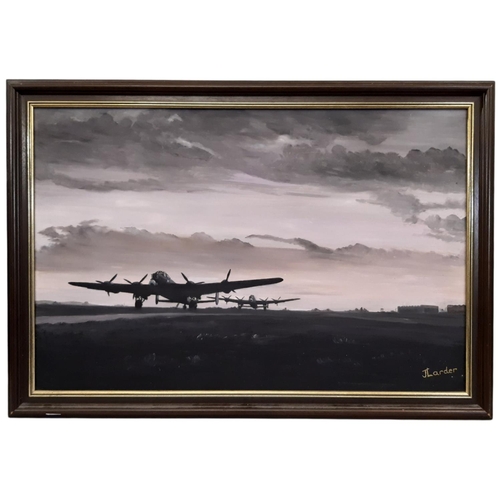 1846 - John Larder (20th Century) Lancaster At Dawn RAF Scampton Lincolnshire, signed lower right, oil on b... 