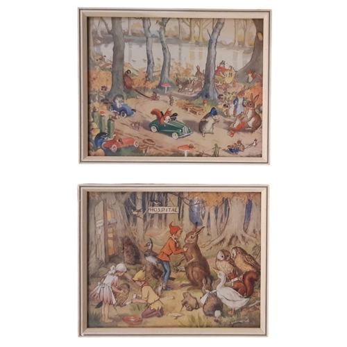 1861 - Two Medici Society colour prints after Margaret W. Tarrant - 'Woodland Hospital' and Molly Brent - '... 