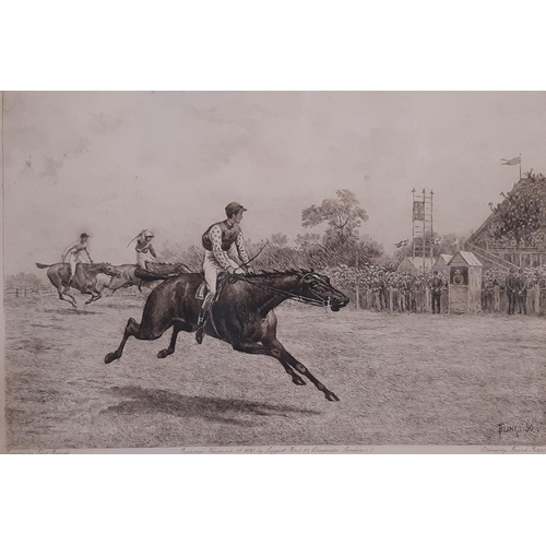 1870 - Frank Paton after Thomas Blinks - drypoint etching of a horse race, published 1890, 17 x 24 cm, fram... 