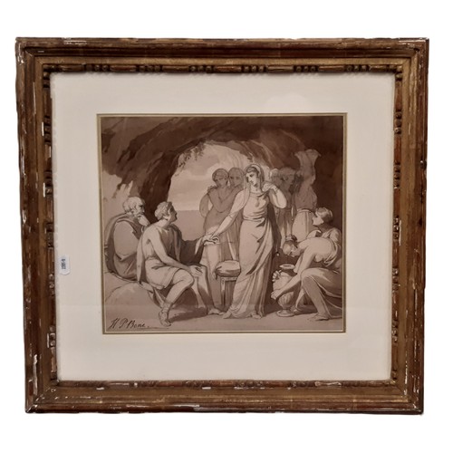 1874 - Henry Pierce Bone (1779-1855) - A neoclassical painting of an allegorical figurative scene, pencil, ... 