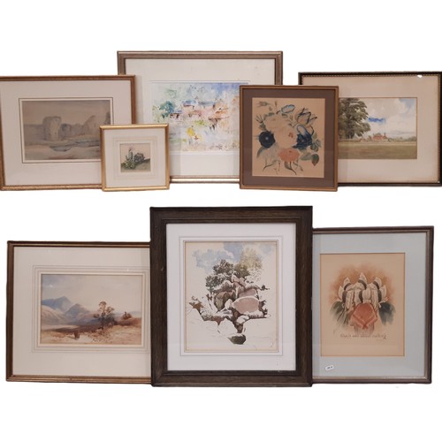 1876 - A group of eight 19th-20th century watercolours, to include: Judy Whitton 'The Yellow Shirt, Pin Hil... 