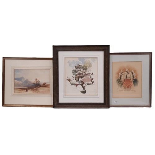 1876 - A group of eight 19th-20th century watercolours, to include: Judy Whitton 'The Yellow Shirt, Pin Hil... 