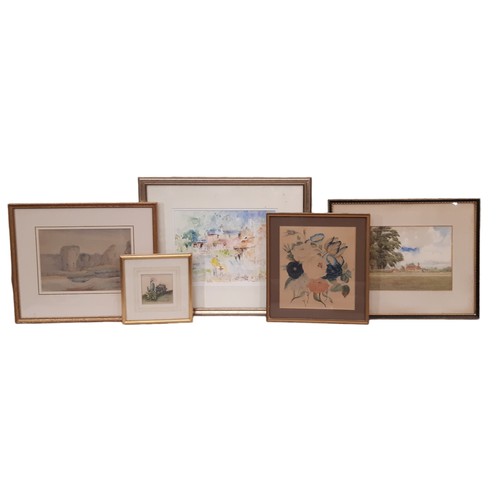 1876 - A group of eight 19th-20th century watercolours, to include: Judy Whitton 'The Yellow Shirt, Pin Hil... 