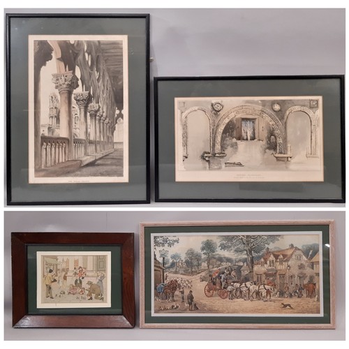 1885 - Four framed prints, to include: After Henry Alken - 'Changing Horses at the Plough' aquatint, 69 x 3... 