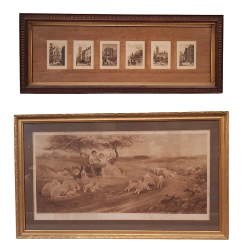 1837 - Two large frames containing 19th century engravings, to include: James Dobie After Tom Lloyd - 'When... 