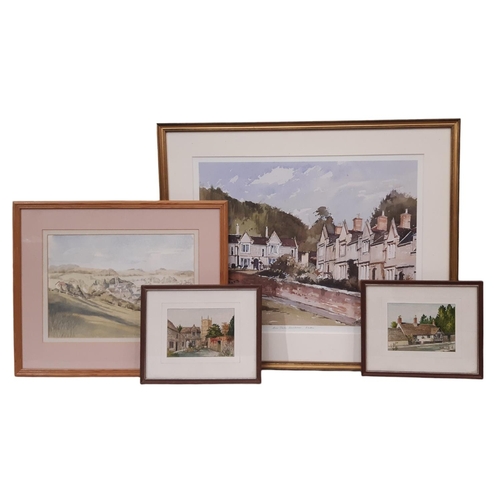 1838 - Local Interest - Four framed works depicting Wotton-under-Edge: Rhona Cowell - 'View of Wotton from ... 