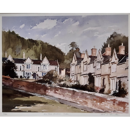 1838 - Local Interest - Four framed works depicting Wotton-under-Edge: Rhona Cowell - 'View of Wotton from ... 