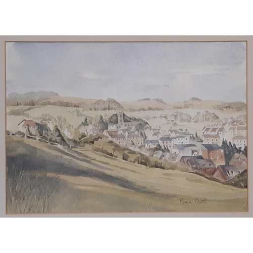 1838 - Local Interest - Four framed works depicting Wotton-under-Edge: Rhona Cowell - 'View of Wotton from ... 