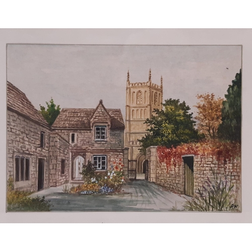 1838 - Local Interest - Four framed works depicting Wotton-under-Edge: Rhona Cowell - 'View of Wotton from ... 