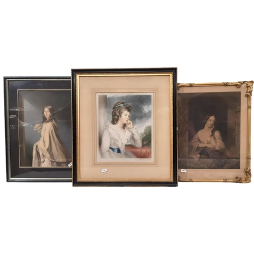 1839 - Three 19th century prints of ladies, to include: Sydney E. Wilson after George Romney - 'Hon. Mrs Be... 