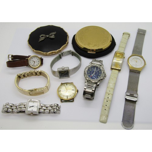 280D - Mixed collection to include a 14k Solar watch upon plated bracelet, various further wristwatches, a ... 