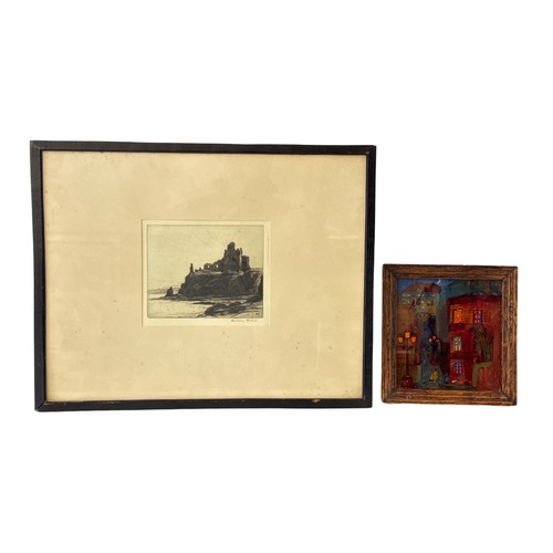 1898 - Two framed works, to include: Andrew Allan (1863-1940) - 'Tantallon Castle' etching 14 x 11 cm; toge... 