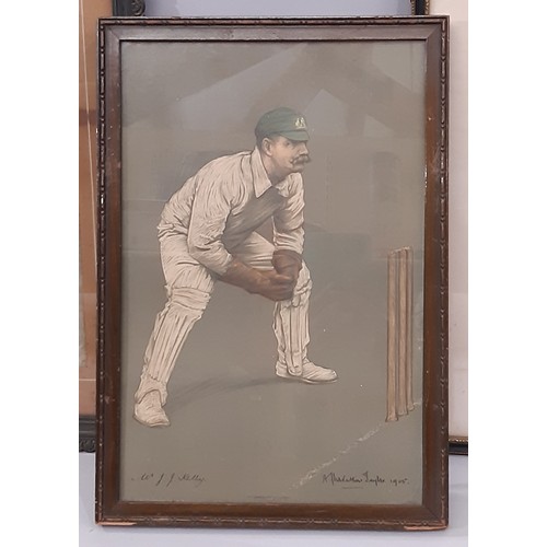 1893 - Cricket interest - A group of eight framed prints, to include: Vanity Fair chromolithographs 'Yorksh... 