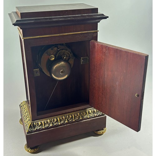 347 - A French walnut cased mantle clock with gilt metal mounts, the white enamel dial marked ‘Blanc Fils,... 