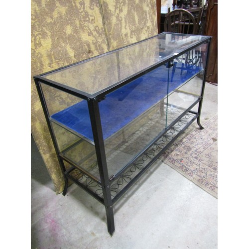 1177 - Contemporary light steel framed floor standing shop display counter, 80cm high x 127cm x 40cm