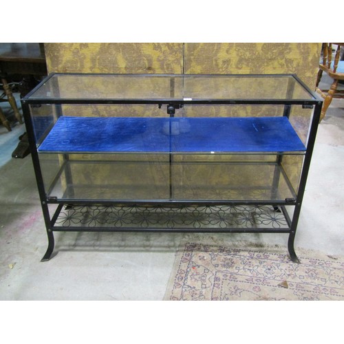 1177 - Contemporary light steel framed floor standing shop display counter, 80cm high x 127cm x 40cm