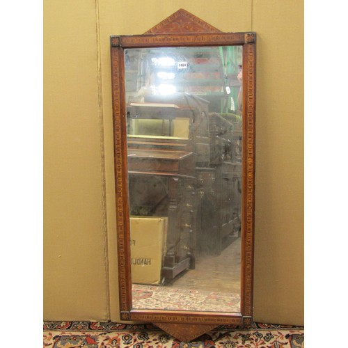 1484 - A Victorian walnut and straw work marquetry wall mirror