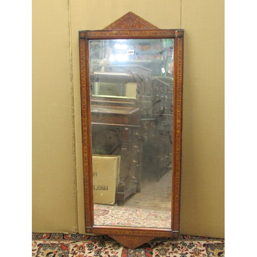 1484 - A Victorian walnut and straw work marquetry wall mirror