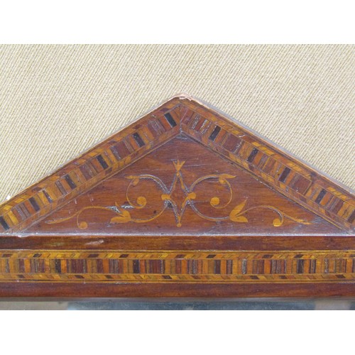 1484 - A Victorian walnut and straw work marquetry wall mirror