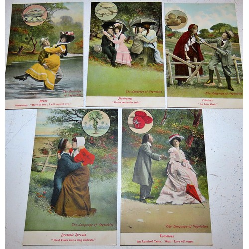 630A - A collection of late Victorian / early Edwardian coloured and monochrome postcards, humorous, portra... 